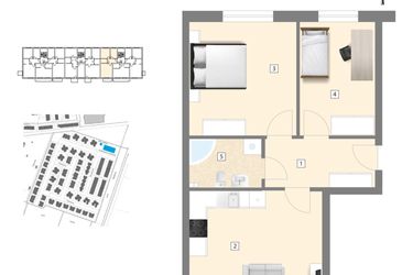Rzut - Mieszkanie na sprzedaż 3 pokoje o powierzchni 63,55 m² - numer A8 w Błękitne Aleje Etap XV
