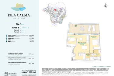Rzut - Mieszkanie na sprzedaż 2 pokoje o powierzchni 64 m² - numer CAV-MS-5121 w Isea Calma - Aguilas