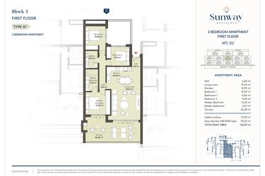 Rzut - Mieszkanie na sprzedaż 3 pokoje o powierzchni 111,03 m² - numer 313 w Sunway