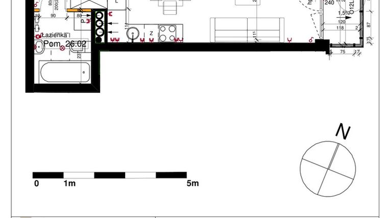 Rzut - Mieszkanie na sprzedaż 1 pokój o powierzchni 28,15 m² - numer M26 w Srebrzyńska Park IV