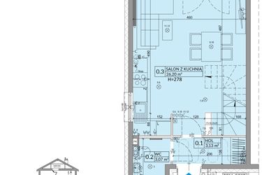 Rzut - Dom na sprzedaż 3 pokoje o powierzchni 68,42 m² - numer 31A w Osiedle Słoneczne etap IV