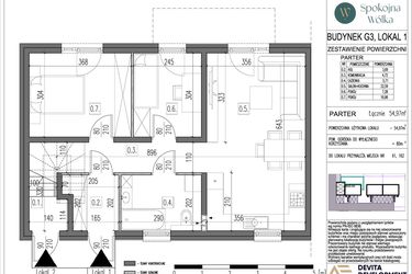 Rzut - Mieszkanie na sprzedaż 3 pokoje o powierzchni 54,97 m² - numer G3.1 w Spokojna Wólka etap V
