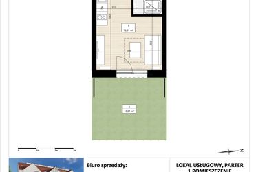 Rzut - Mieszkanie na sprzedaż 1 pokój o powierzchni 19,75 m² - numer B3/0/6 w Montano bud. B3 - apartamenty inwestycyjne