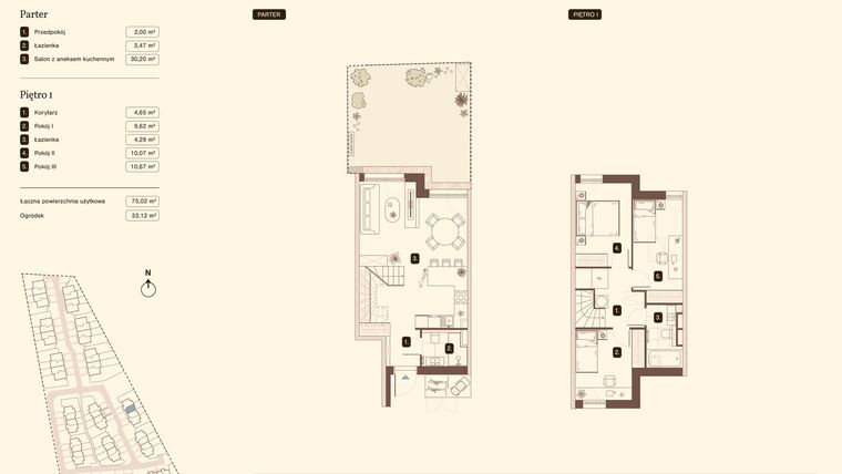 Rzut - Mieszkanie na sprzedaż 4 pokoje o powierzchni 75,02 m² - numer 18.2 w Bukowa