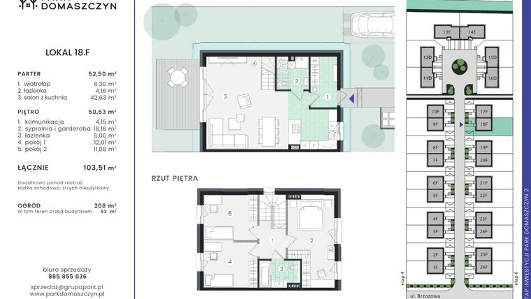 Rzut - Dom na sprzedaż 5 pokoi o powierzchni 103,51 m² - numer 18F w Park Domaszczyn 2 - etap 5