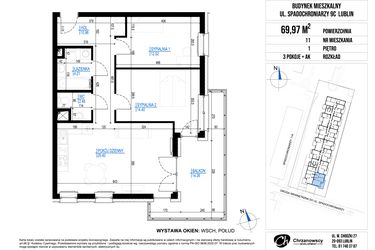 Rzut - Mieszkanie na sprzedaż 3 pokoje o powierzchni 69,97 m² - numer 11 w Vieniava edycja druga