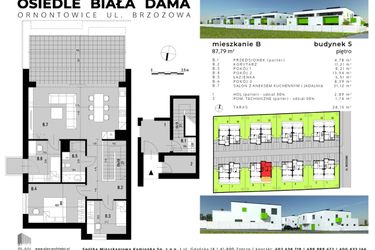 Rzut - Mieszkanie na sprzedaż 4 pokoje o powierzchni 87,79 m² - numer B.5 w Osiedle "Biała Dama"