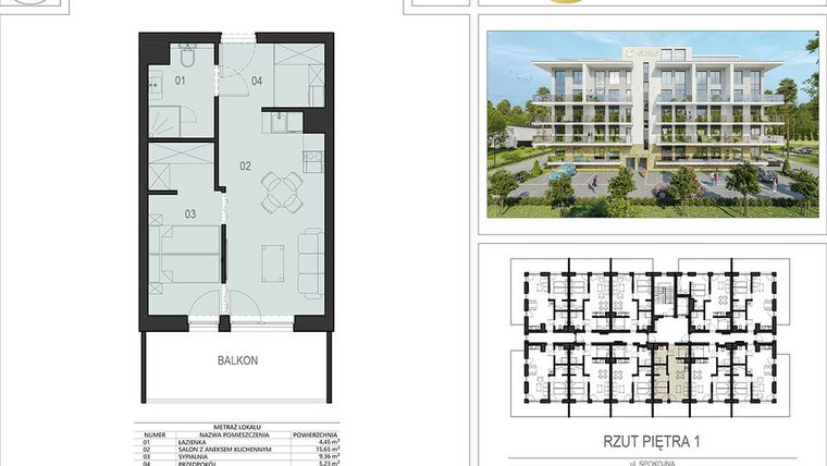 Rzut - Mieszkanie na sprzedaż 2 pokoje o powierzchni 34,7 m² - numer 1.05 w Ustronie Supreme Apartments