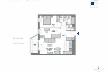 Rzut - Mieszkanie na sprzedaż 3 pokoje o powierzchni 61,7 m² - numer 8.2 w SEAHall