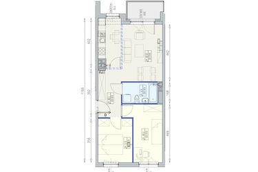 Rzut - Mieszkanie na sprzedaż 3 pokoje o powierzchni 55,86 m² - numer K2 6/8/3/3ka w Południk 17 - budynek K2