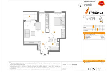 Rzut - Mieszkanie na sprzedaż 2 pokoje o powierzchni 44,33 m² - numer A.8 w Apartamenty Literacka