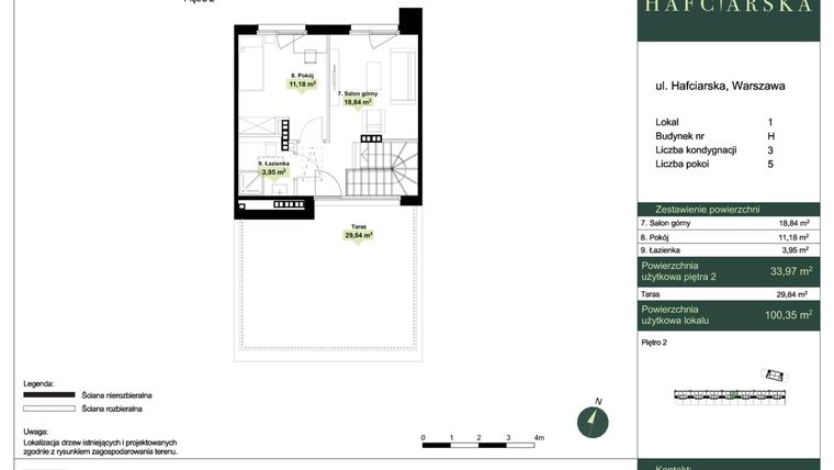 Rzut - Dom na sprzedaż 5 pokoi o powierzchni 100,35 m² - numer H1 w Hafciarska