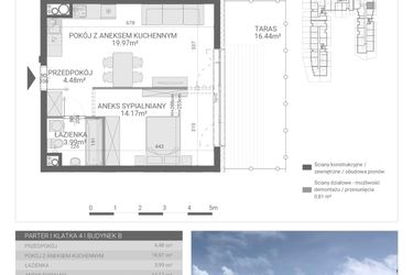 Rzut - Mieszkanie na sprzedaż 2 pokoje o powierzchni 42,61 m² - numer 80. w Osiedle Parkowa etap B