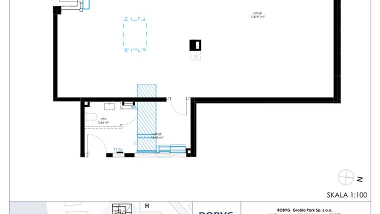 Rzut - Lokal użytkowy na sprzedaż 1 pokój o powierzchni 137,26 m² - numer G.0U01 w Nadmotławie Apartments