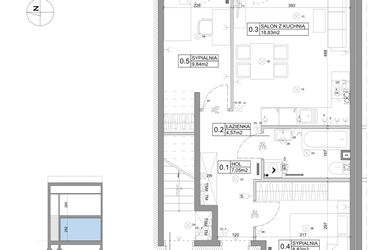 Rzut - Mieszkanie na sprzedaż 3 pokoje o powierzchni 51,15 m² - numer 17 w Boska Ksawerowska II