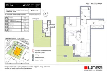 Rzut - Mieszkanie na sprzedaż 2 pokoje o powierzchni 48,09 m² - numer R_V-21_5 w os. Dąbrówka – Leśna Polana