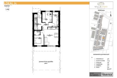 Rzut - Mieszkanie na sprzedaż 3 pokoje o powierzchni 49,67 m² - numer J5 w Villa Stoki (mieszkania)