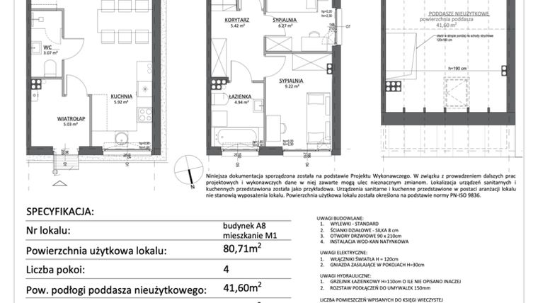 Rzut - Mieszkanie na sprzedaż 4 pokoje o powierzchni 80,71 m² - numer A8/1 w Libre Park