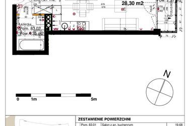 Rzut - Mieszkanie na sprzedaż 1 pokój o powierzchni 28,3 m² - numer M83 w Srebrzyńska Park IV