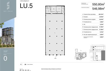 Rzut - Lokal użytkowy na sprzedaż 1 pokój o powierzchni 550,8 m² - numer LU5 w Sky Trust etap II