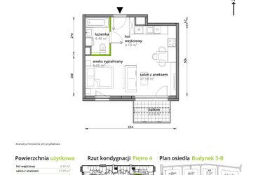 Rzut - Mieszkanie na sprzedaż 1 pokój o powierzchni 34,23 m² - numer B/080 w Aleje Praskie