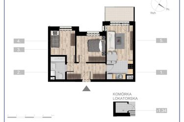 Rzut - Mieszkanie na sprzedaż 3 pokoje o powierzchni 49,92 m² - numer 42 w Szczytno Dąbrowskiego - etap 3