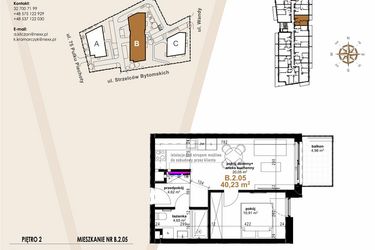 Rzut - Mieszkanie na sprzedaż 2 pokoje o powierzchni 40,23 m² - numer B.2.05 w Vanda Park