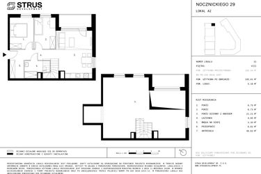 Rzut - Mieszkanie na sprzedaż 3 pokoje o powierzchni 105,91 m² - numer A2.P8 w Nocznickiego 29 bud. A