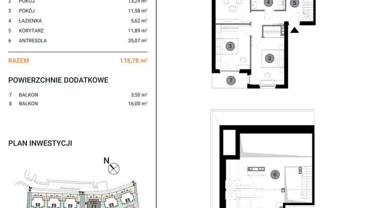 Rzut - Mieszkanie na sprzedaż 3 pokoje o powierzchni 118,78 m² - numer 12C.5 w Wille Miejskie Lekcyjna