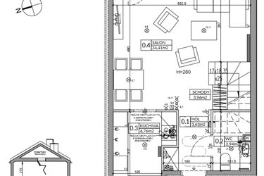 Rzut - Dom na sprzedaż 4 pokoje o powierzchni 83,33 m² - numer 105B w Nova Magdalenka 7 etap IV