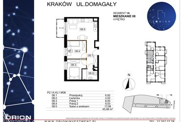 Rzut - Mieszkanie na sprzedaż 3 pokoje o powierzchni 45,98 m² - numer 39/8 w Zodiak