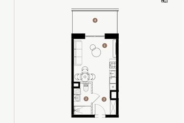 Rzut - Mieszkanie na sprzedaż 1 pokój o powierzchni 25,77 m² - numer 2.10 w WIMA APARTMENTS