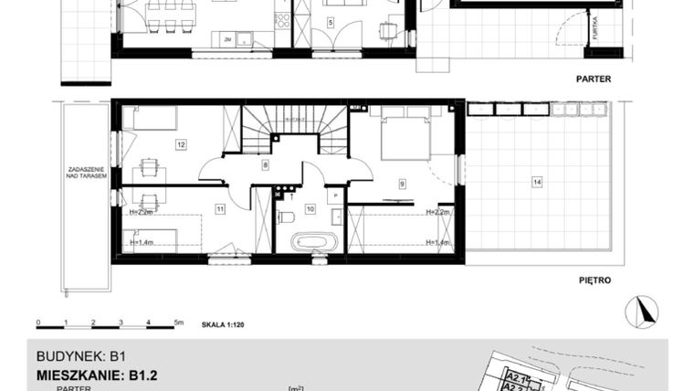Rzut - Dom na sprzedaż 5 pokoi o powierzchni 126,61 m² - numer B1.2 w Ville Przy Białej