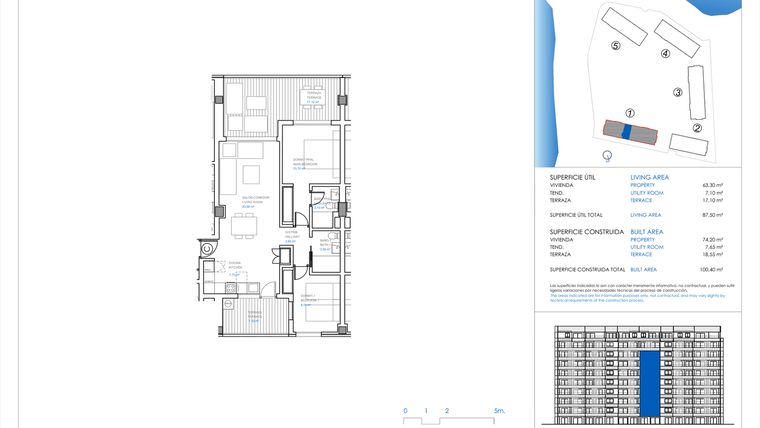 Rzut - Mieszkanie na sprzedaż 2 pokoje o powierzchni 100,4 m² - numer 5-C2 w Apartamenty w Dehesa de Campoamor - 20147494