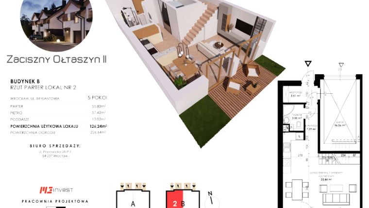 Rzut - Dom na sprzedaż 5 pokoi o powierzchni 126,24 m² - numer B2 w Zaciszny Ołtaszyn II