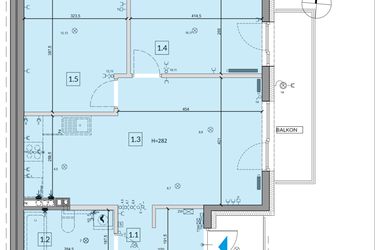 Rzut - Mieszkanie na sprzedaż 3 pokoje o powierzchni 59,85 m² - numer 46B w Osiedle Młodych etap V