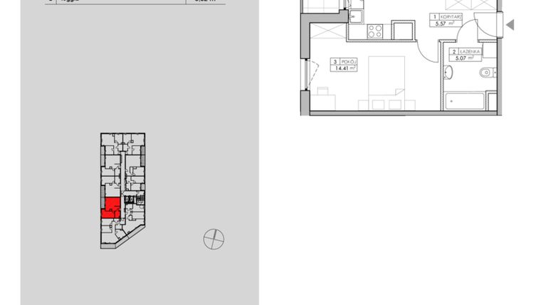 Rzut - Mieszkanie na sprzedaż 2 pokoje o powierzchni 48,55 m² - numer 2.A101 w Niebieski Bursztyn II