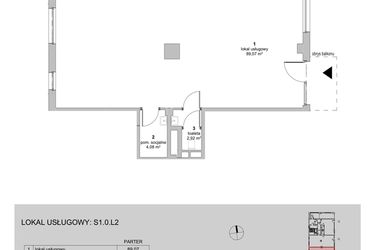 Rzut - Lokal użytkowy na sprzedaż 1 pokój o powierzchni 96,07 m² - numer S1.0.L2 w ATAL Idea Swarzędz II