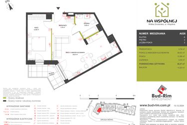 Rzut - Mieszkanie na sprzedaż 2 pokoje o powierzchni 48,47 m² - numer 26 w Na Wspólnej