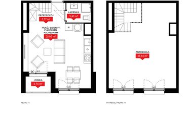 Rzut - Mieszkanie na sprzedaż 1 pokój o powierzchni 68,35 m² - numer A2 361 w 29L
