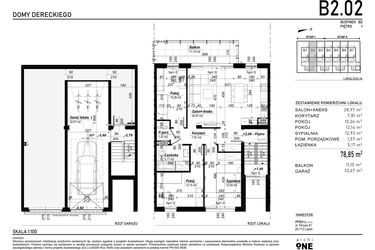 Rzut - Mieszkanie na sprzedaż 4 pokoje o powierzchni 78,85 m² - numer B2.02 w Dereckiego Park
