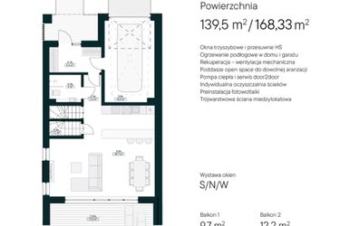 Rzut - Dom na sprzedaż 5 pokoi o powierzchni 168,3 m² - numer 22B w Aleja Drzew II