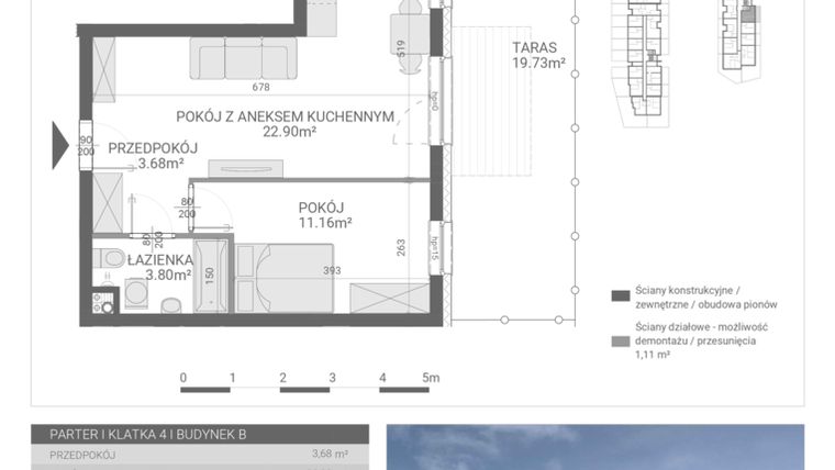 Rzut - Mieszkanie na sprzedaż 2 pokoje o powierzchni 41,54 m² - numer 82. w Osiedle Parkowa etap B