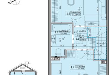 Rzut - Dom na sprzedaż 3 pokoje o powierzchni 72,53 m² - numer 82A w Nova Magdalenka 7 etap IX-XII