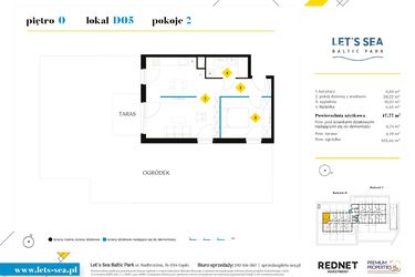 Rzut - Mieszkanie na sprzedaż 2 pokoje o powierzchni 47,77 m² - numer D05 w Let's Sea Baltic Park II