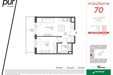 Rzut - Mieszkanie na sprzedaż 2 pokoje o powierzchni 37,96 m² - numer AC4.3 w PUR