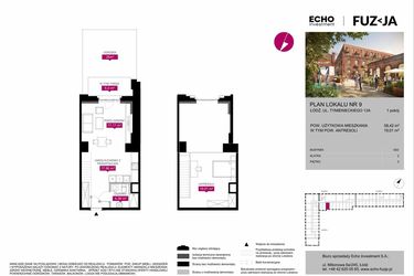 Rzut - Mieszkanie na sprzedaż 1 pokój o powierzchni 58,42 m² - numer G2.9 w Fuzja Lofty