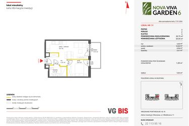 Rzut - Mieszkanie na sprzedaż 2 pokoje o powierzchni 35,73 m² - numer 50 w Nova Viva Garden 6
