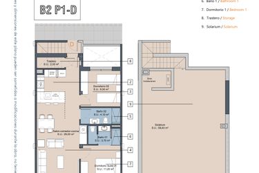 Rzut - Mieszkanie na sprzedaż 2 pokoje o powierzchni 65,6 m² - numer 2.1.D w LA Sunrise - Los Alcázares
