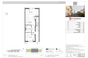 Rzut - Mieszkanie na sprzedaż 2 pokoje o powierzchni 38,31 m² - numer D.3A w Nova Wola Park